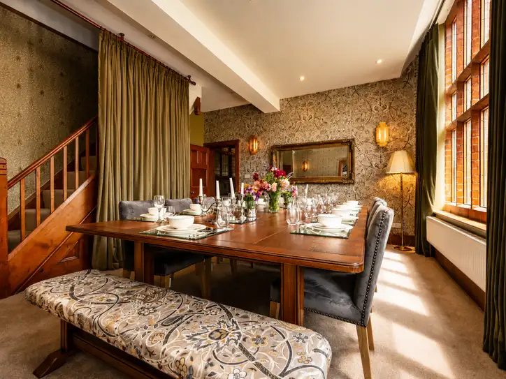 Dining space prepared for guests at The Old Rectory